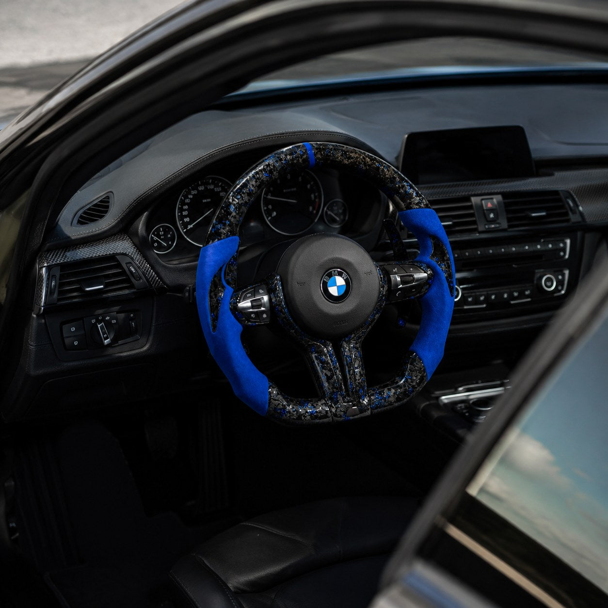REVMODE steering wheel fitted, three-quarter interior view